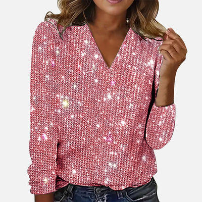 Esmira™| Bluse mit glitzerndem V-Ausschnitt